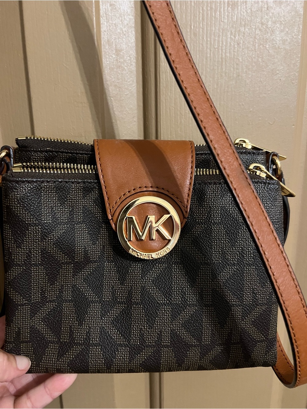 Michael Kors Brown and Black Signature MK Crossbody